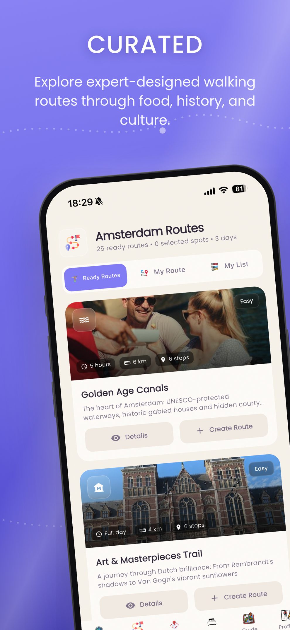 MyWay Curated Routes – Expert walking routes through food, history, and culture