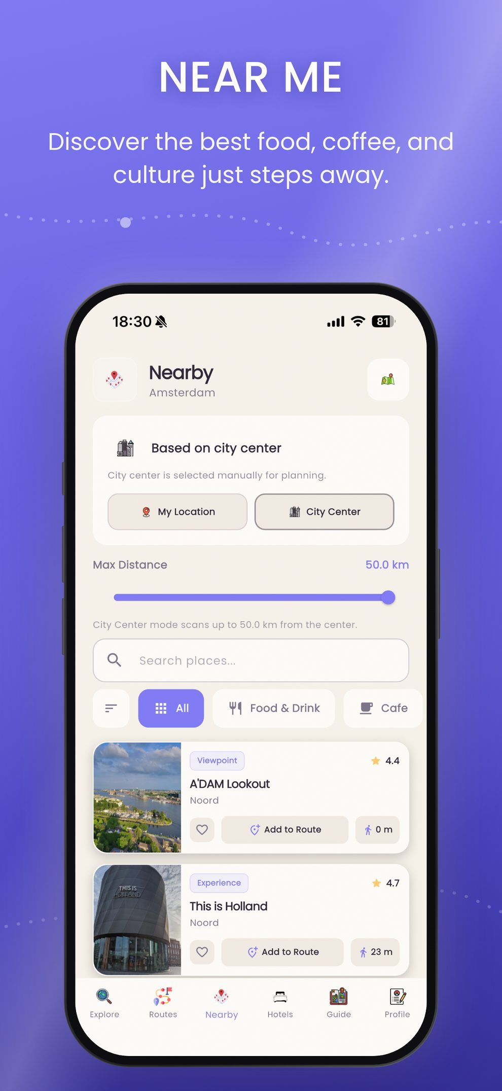 MyWay Nearby – Discover food, coffee, and culture around you